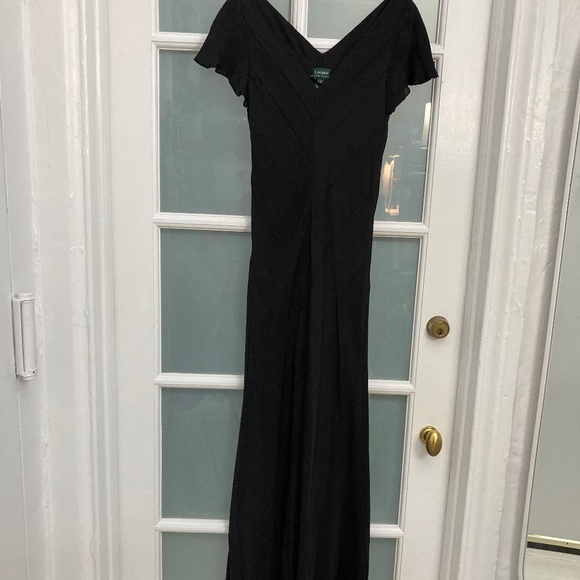 Ralph Lauren Maxi Black Silk Dress Size: 6 NWOT